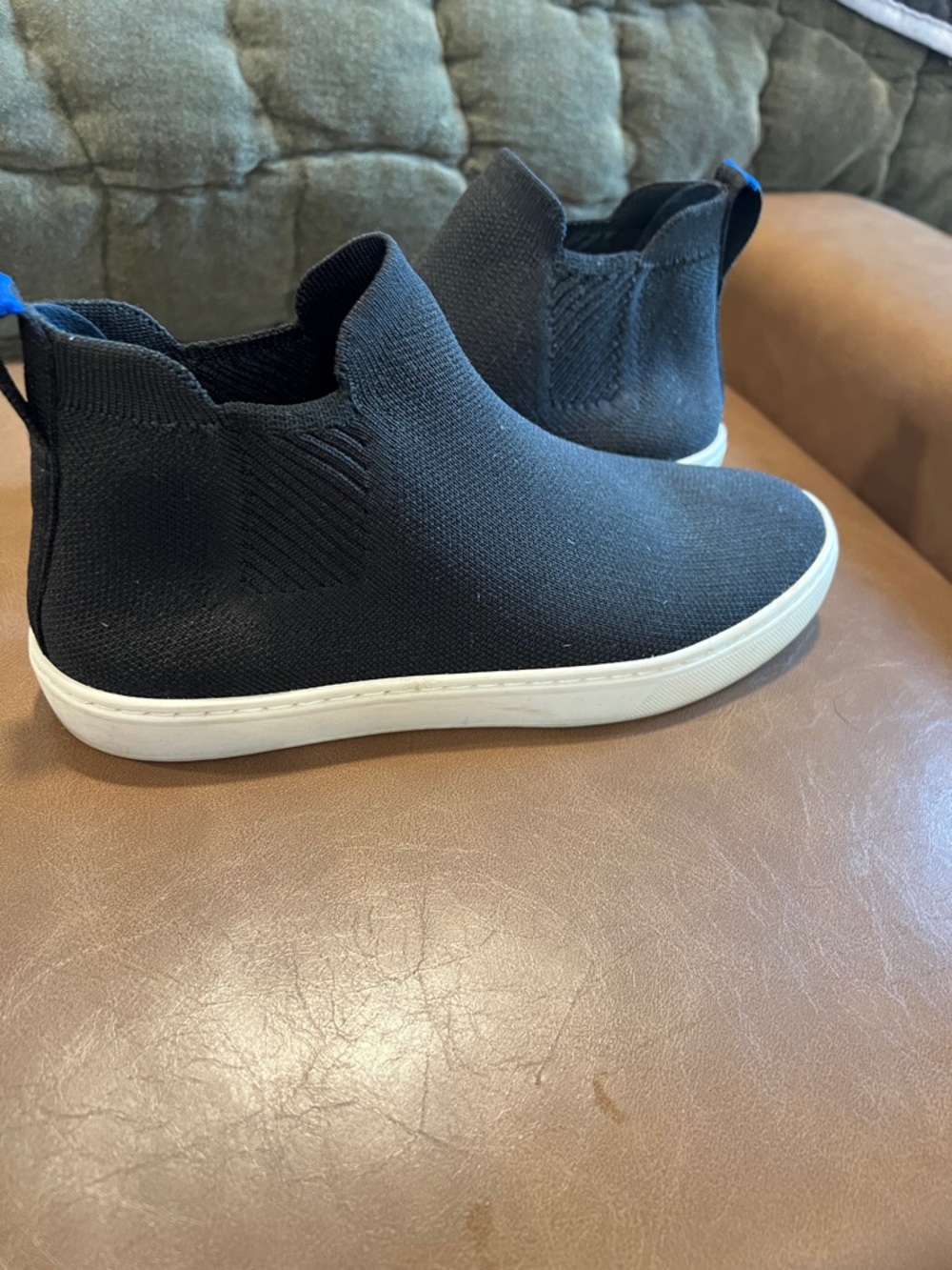 Rothy's Black Knit Slip-On Ankle Sneakers with White Sole
